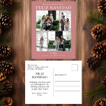 Feliz Navidad 4 fotos<br><div class="desc">Esta fabulosa postal de 4 fotos navideñas con "Feliz Navidad!" en un moderno tipo de letra CAP y tu nombre familiar y año con un original y fresco tipo de letra tradicional, ambos en blanco y rosa rubor, es perfecta para enviarlos a tu familia y amigos. ¡A todos les encantará...</div>