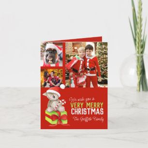 Feliz Navidad 4 fotos familiares llevan en una caj
