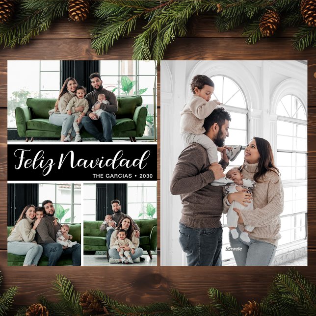Feliz Navidad 4 Photo Flat Holiday Card (Subido por el creador)