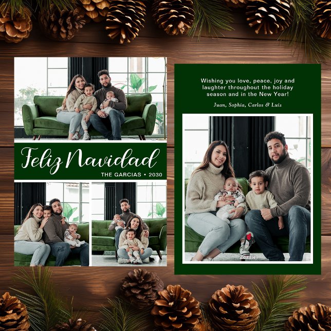 Feliz Navidad 4 Photo Flat Holiday Card (Subido por el creador)