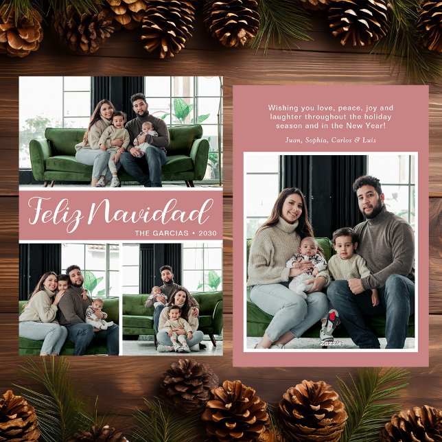Feliz Navidad 4 Photo Flat Holiday Card (Subido por el creador)