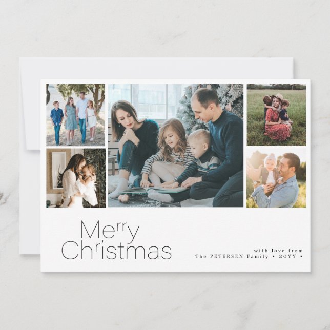 Feliz Navidad 5 collage de fotos moderno (Anverso)