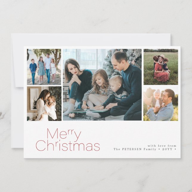 Feliz Navidad 5 collage de fotos moderno (Anverso)
