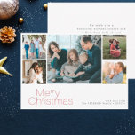 Feliz Navidad 5 collage de fotos moderno<br><div class="desc">Sencillo personalizado de tipografía roja minimalista multifoto,  nombre de familia y texto personalizado elegante tarjeta de vacaciones Navidades.           Personalizado en ambos lados!</div>