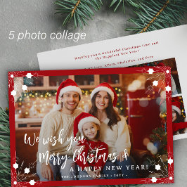 Feliz Navidad 5 collage de fotos rojo