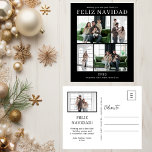 Feliz Navidad 5 Foto<br><div class="desc">Esta fabulosa tarjeta postal de 5 fotos de vacaciones con "Feliz Navidad!" en un moderno tipo de letra CAP y tu nombre familiar y año con un claro y fresco tipo de letra tradicional, tanto en blanco como en negro, es perfecta para enviarla a tu familia y amigos. ¡A todos...</div>