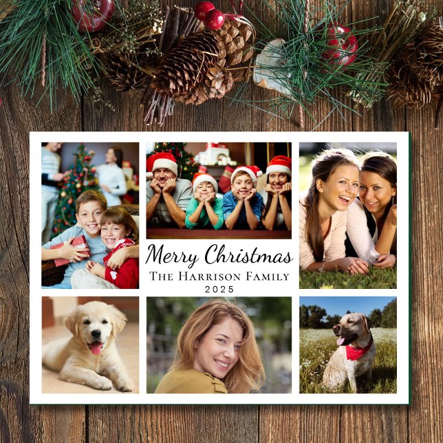 Feliz Navidad 6 Collage de fotos (This holiday season, let the magic of your cherished moments unfold with our 6 photo Christmas card)