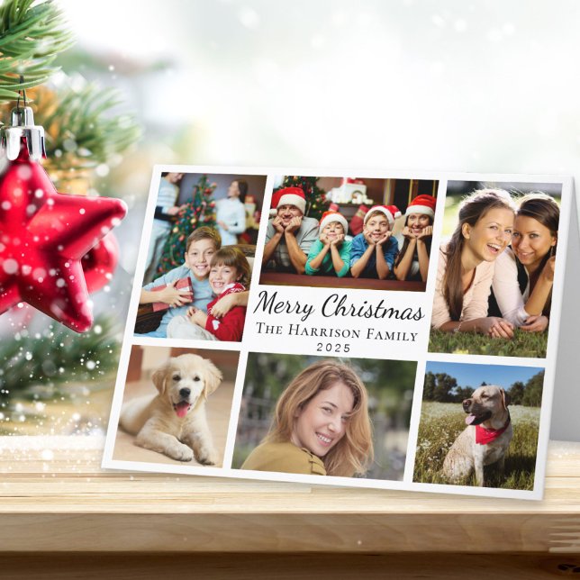 Feliz Navidad 6 Collage de fotos (Share the love and warmth of the season with your personalized photo Christmas card)