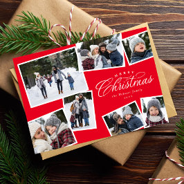 Feliz Navidad 7 collage de fotos rojo familia