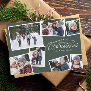Feliz Navidad 7 collage de fotos verde cazador