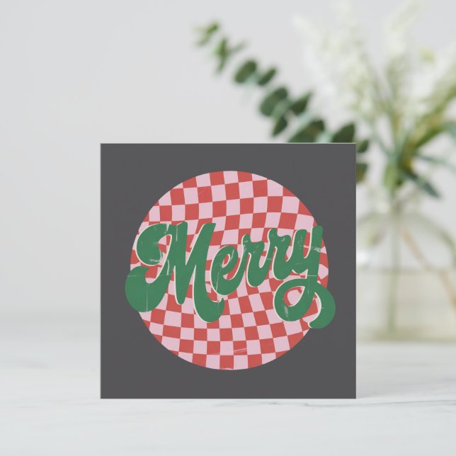 Feliz Navidad a cuadros retro (Anverso de pie)