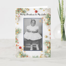 Feliz Navidad a mi hermana tarjeta fotográfica de 