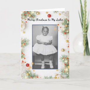 Feliz Navidad a mi hermana tarjeta fotográfica de 