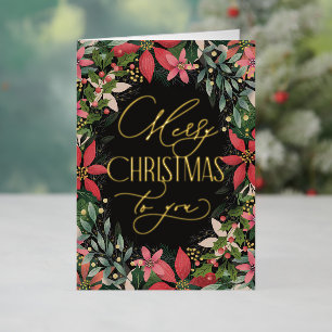 Feliz Navidad a ti el oro clásico de la Poinsettia