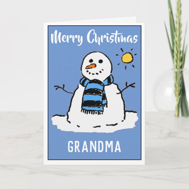 Feliz Navidad Abuela Tarjeta de Navidad Muñeco de  (Anverso)