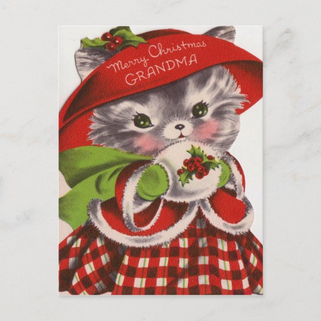 Feliz Navidad Abuela Vintage Kitty (Anverso)