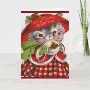 Feliz Navidad Abuela Vintage Kitty