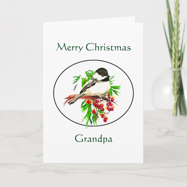 Feliz Navidad Abuelo Chickadee Naturaleza de las a (Anverso)