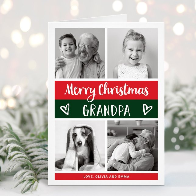 Feliz Navidad Abuelo | Cuadrícula de fotos de bloq (A festive Christmas photo card for grandpa)
