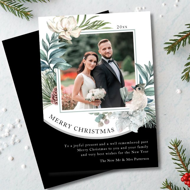 Feliz Navidad acuarela Foto floral recién casada (Subido por el creador)