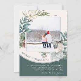 Feliz Navidad acuarela Foto floral recién casada