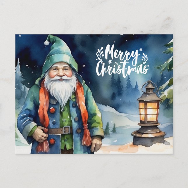 Feliz Navidad acuarela invierno Gnome (Anverso)