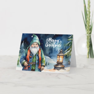 Feliz Navidad acuarela invierno Gnome