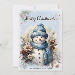 Feliz Navidad Acuarela Muñeco de Nieve Fiesta de I