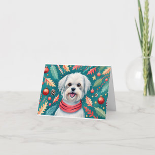 Feliz Navidad Acuarela Perro Maltés Navidad
