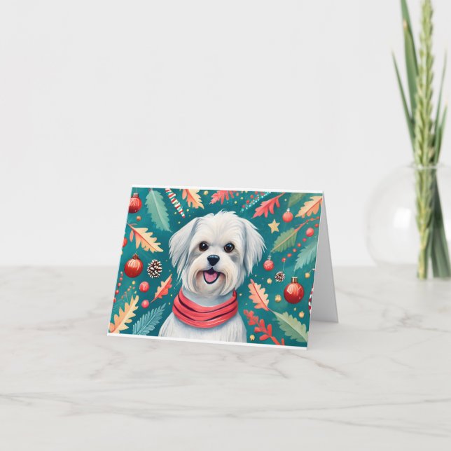 Feliz Navidad Acuarela Perro Maltés Navidad (Anverso)