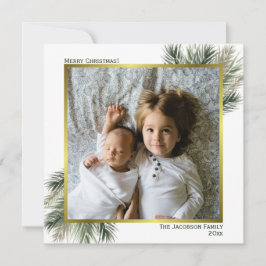 Feliz Navidad acuarela Pine Sage y Gold Photo