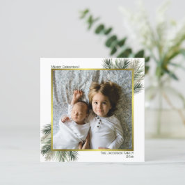 Feliz Navidad acuarela Pine Sage y Gold Photo