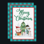 Feliz Navidad acuarela Santa y Snowman<br><div class="desc">Celebre la magia y maravilla de la temporada navideña con nuestra encantadora "Merry Christmas Watercolor Santa y Snowman Holiday Card", disponible exclusivamente en Zazzle. Esta hermosa tarjeta capta la conmovedora conexión entre Santa y su amigo snowman a través de los delicados e intrincados detalles del arte acuarela, aportando un toque...</div>