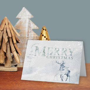 Feliz Navidad acuarela Stag y venado elegante