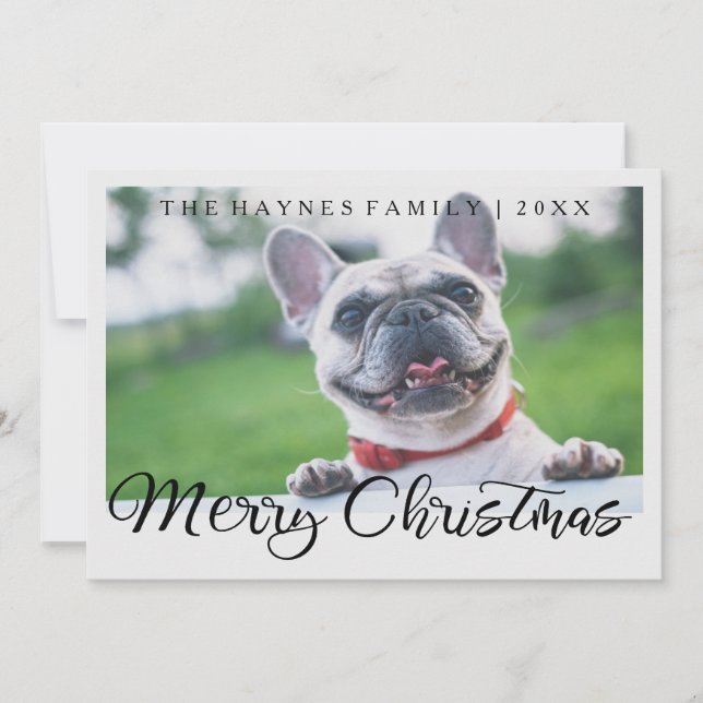 Feliz Navidad Add Photo Black and Gold Look Dot (Anverso)