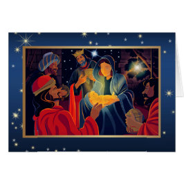 Feliz Navidad. Adoración de la tarjeta de Personal