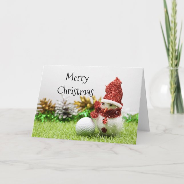 Feliz Navidad al golfista con muñeco de nieve y pe (Anverso)