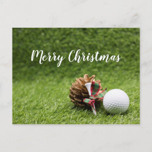 Feliz Navidad al golfista con tarjeta de bola de g