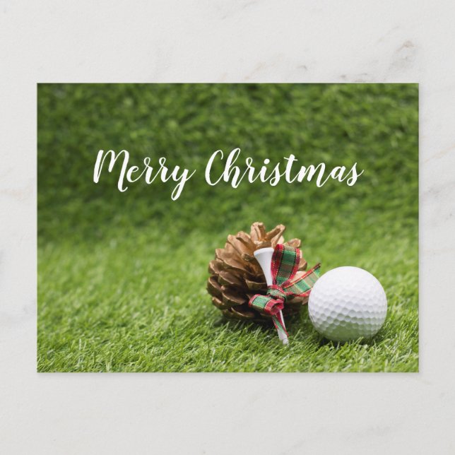 Feliz Navidad al golfista con tarjeta de bola de g (Anverso)