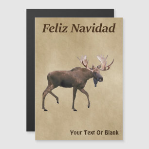 Feliz Navidad - Alce De Toro En Papel Antiguo