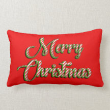 Feliz Navidad almohada rayas blancas rojas verde