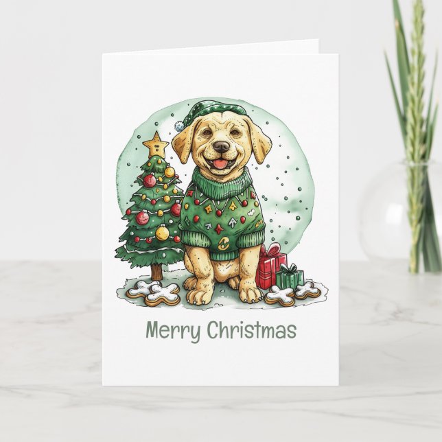 Feliz Navidad Amarillo Labrador Recuperador Perro (Anverso)