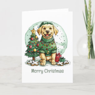 Feliz Navidad Amarillo Labrador Recuperador Perro
