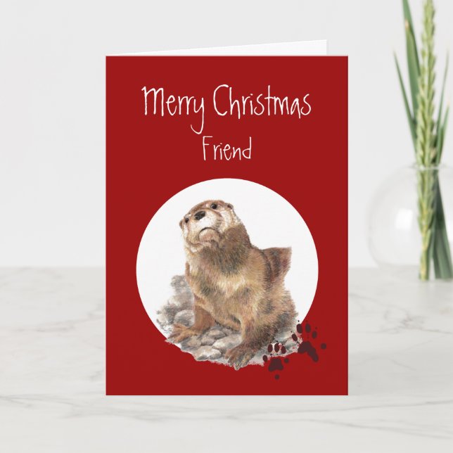 Feliz Navidad Amigo Otter Animal Humor (Anverso)