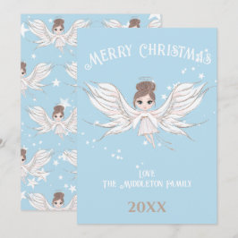 Feliz Navidad Angel Dark Hair Blue