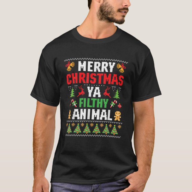 Feliz Navidad animal sucio ya suéter suéter fea (Anverso)