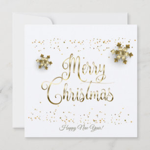 Feliz Navidad Año Nuevo Caligrafía de Oro Nieve