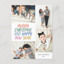 Feliz Navidad Año Nuevo colorido 4 Collages de fot