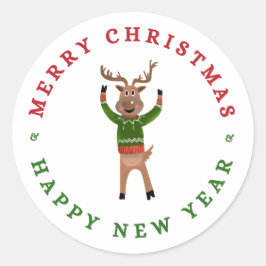 Feliz Navidad Año Nuevo Pegatina de renos