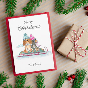 Feliz Navidad Aquarela Cavalier King Charles 
